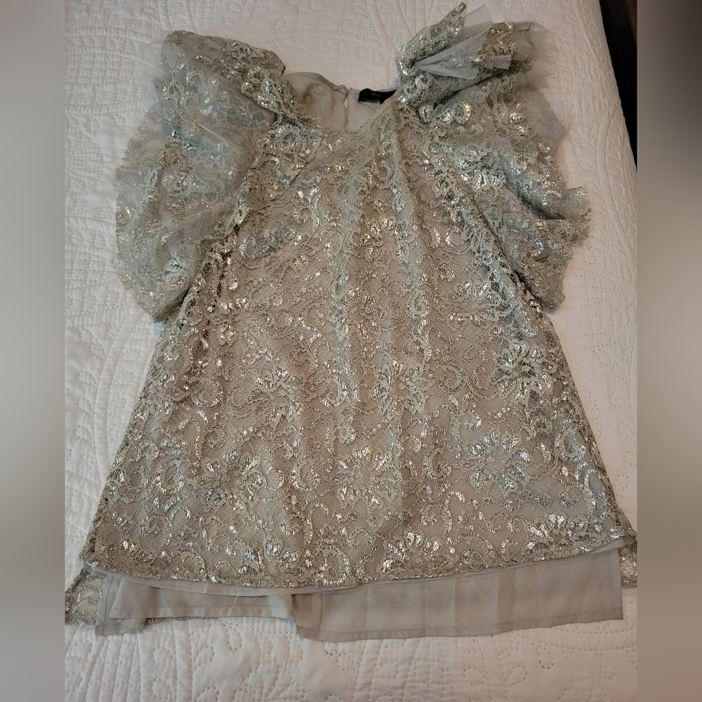 BCBG MaxAzaria size XS Dressy Blouse Flutter Sleeves